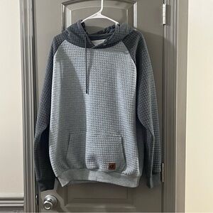 Gray and Dark Gray Hooded Waffle Sweatshirt
